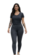 Calça Legging Cintura Alta Sem Transparência – Cinza Mesclado | Moda Urbana Bras